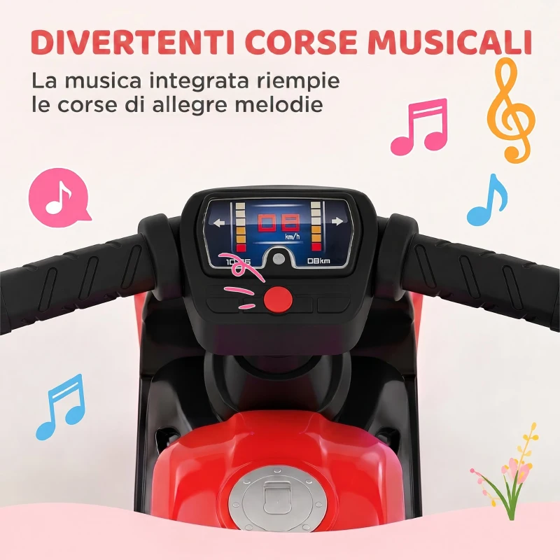 AIYAPLAY Balance Bike Senza Pedali con Musica per Bambini 18-36 Mesi, Rosso