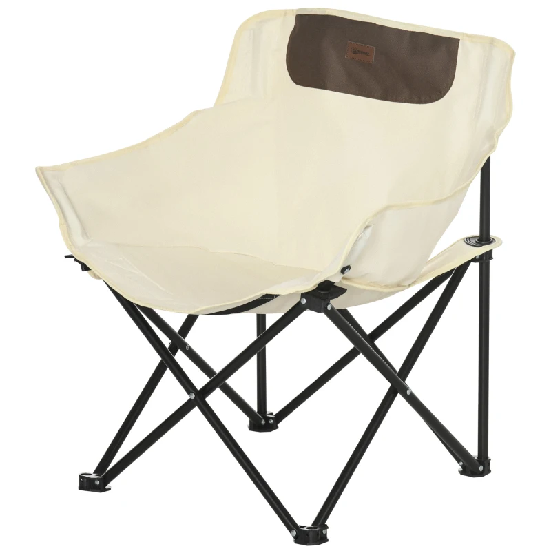 Outsunny Campingstoel, opvouwbaar, stalen frame, stofzitting, draagtas, Wit