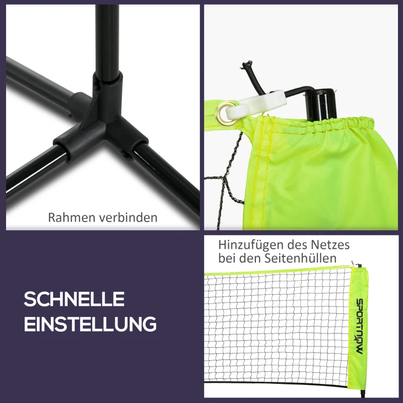 SPORTNOW Verstelbaar Badmintonnet 107-155 cm, voor Badminton, Tennis, Pickleball, Volleybal, incl. Tas