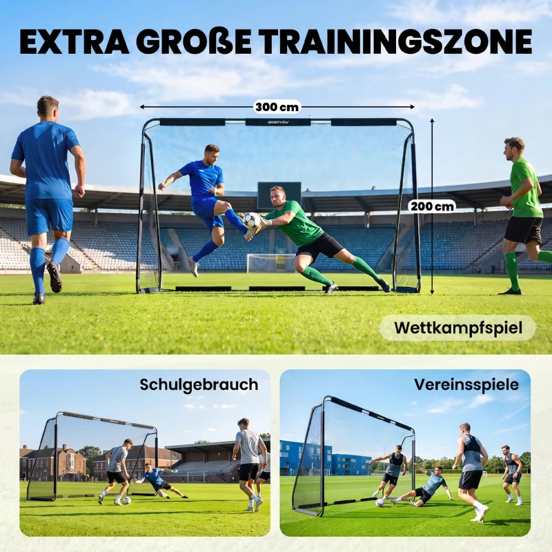 SPORTNOW Fußballtor für Garten groß 300 x 200 cm Jugendliche & Erwachsene Outdoor Tor mit Reißfestem Tornetz gerundeten Ecken