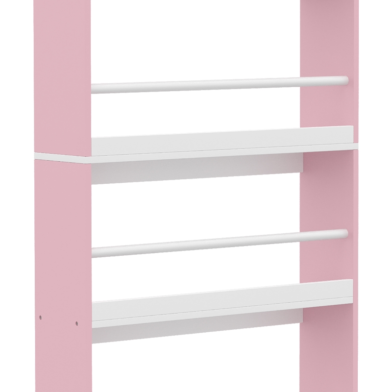 AIYAPLAY 4 Tier Kids Bookshelf, Children Bookcase with Anti-Tip Kit, Toddler Space-Saving Bookcase for Kids Room, Playroom, Pink