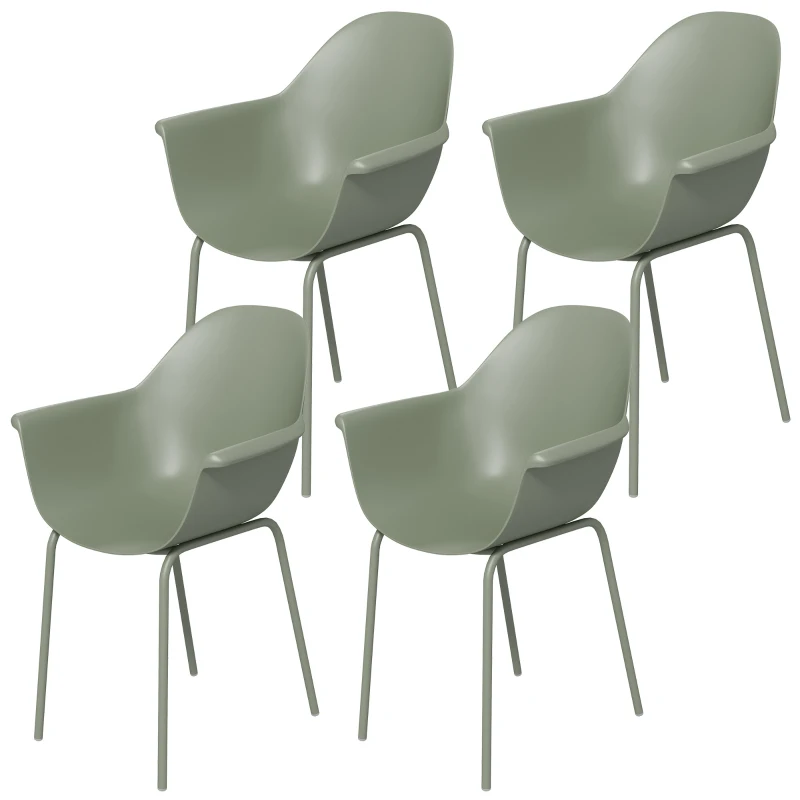 Outsunny 4-delige set tuinstoelen, buitenstoelen, tuinstoel, modern design, 59 cm x 55 cm x 84 cm, groen