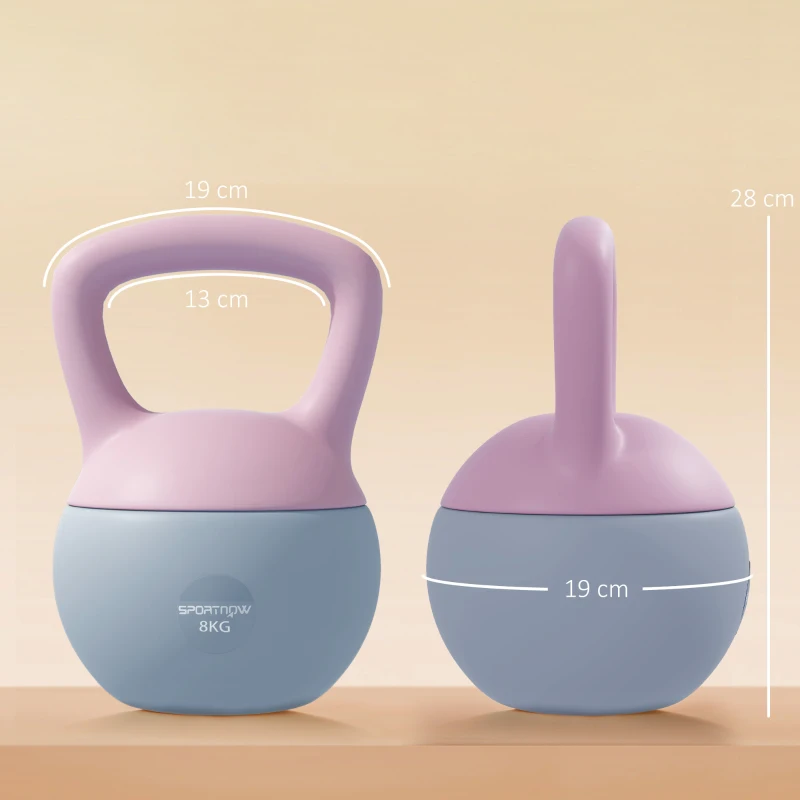 SPORTNOW 8KG Soft Kettlebell, Kettlebell with Non-Slip Handle for Home Gym, Weight Lifting, Strength Training, Purple/Grey