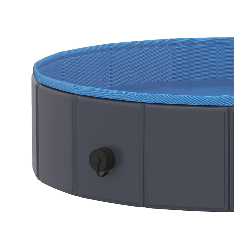 PawHut Foldable Dog Pool for Puppies and Ducks Dog Paddling Pool Bath Tub, Dark Grey, 100 x 30 cm
