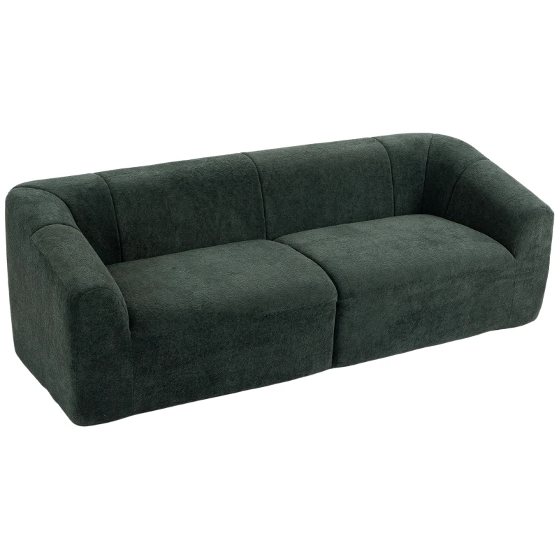 HOMCOM Canapé 3 places sans structure rigide avec large assise, rembourrage épais, en chenille, Vert foncé