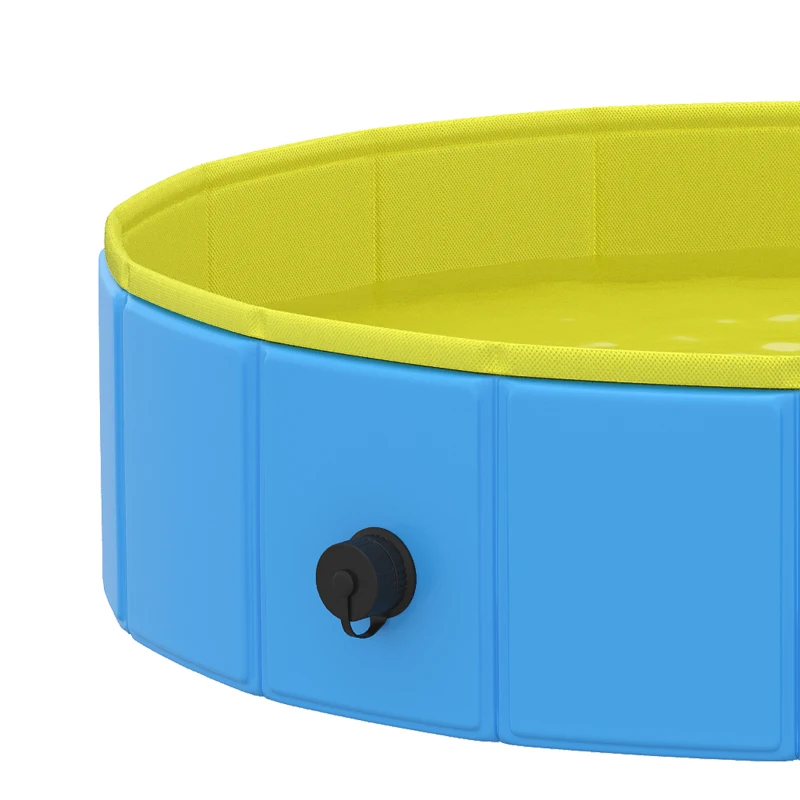 PawHut Foldable Dog Pool for Puppies and Ducks Dog Paddling Pool Bath Tub, Blue, 100 x 30 cm