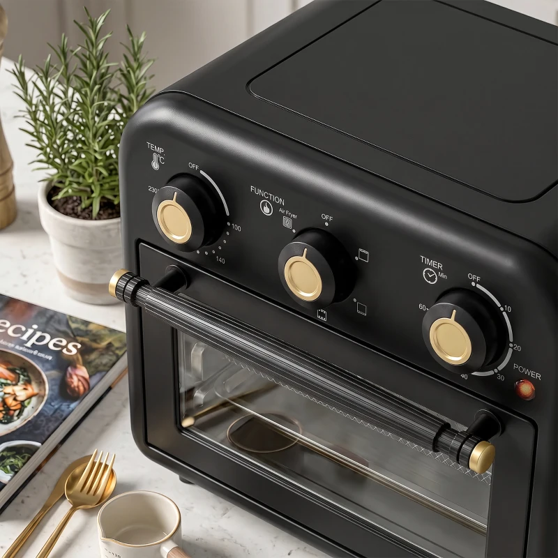 HOMCOM Air Fryer Toaster Oven, Convection Countertop Oven, with Adjustable Temperature and Timer, 12 L, Black