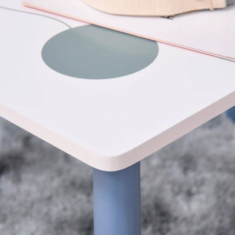HOMCOM Table enfant avec chaise, ensemble table et 2 chaises en bois pour dessiner, jouer, étudier, bleu