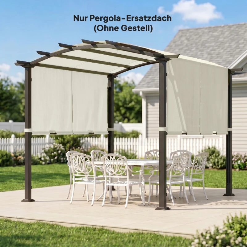 Outsunny Vervangend dak voor pergola met UV-bescherming, zonnescherm voor terrasoverkapping voor 3 x 3 m paviljoen, Crèmewit