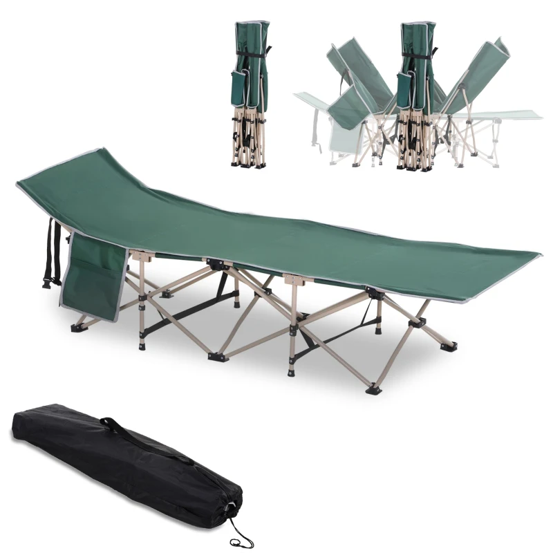 Outsunny Campingbed, campingbed, opvouwbaar, weerbestendig, incl. Draagtas, 190 cm x 68 cm x 52 cm, groen+beige