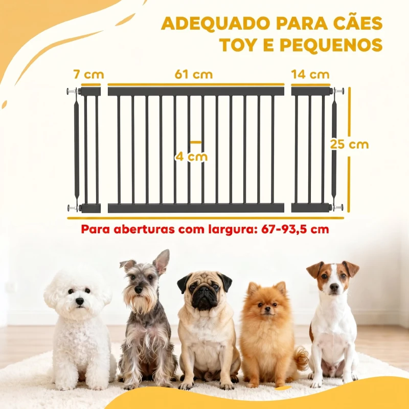 PawHut Barreira de Segurança para Cães Pequenos Extensível 67-93,5 cm Altura 45 cm para Portas e Escadas Preto
