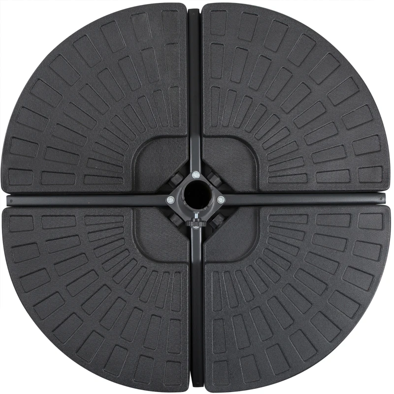 Outsunny parasoolvoet, parasoolvoet, 4 delen, vullbaar, voor 52 kg water of 68 kg zand, 48 x 48 x 8 cm