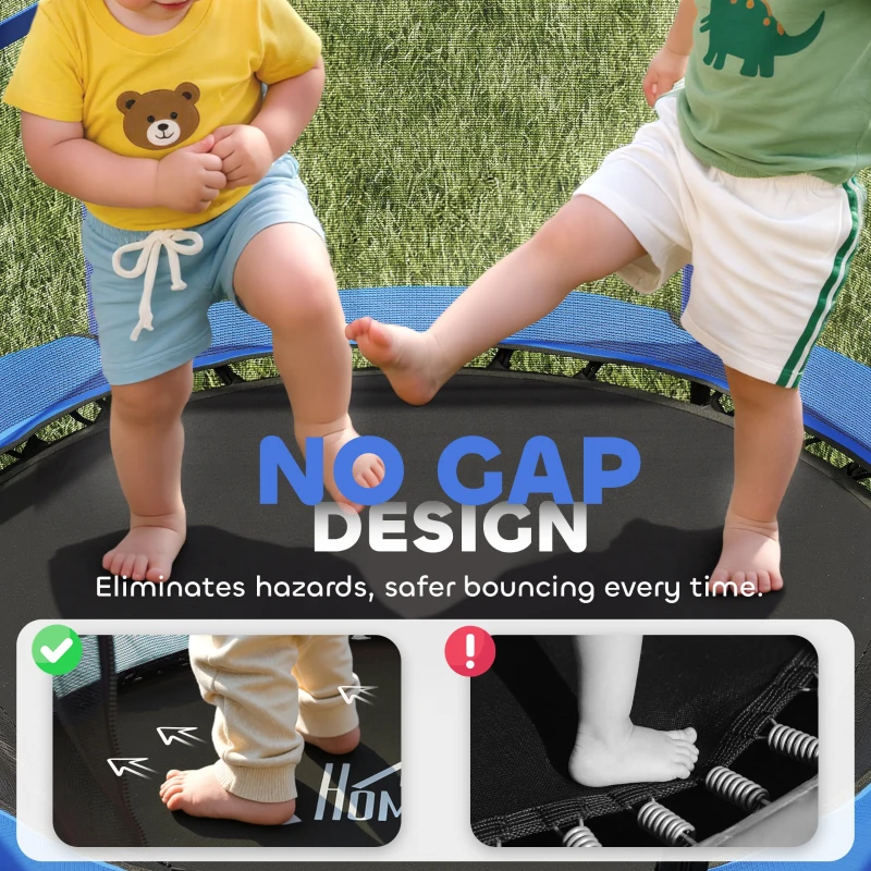 HOMCOM 4.6FT/55" Kids Trampoline with Enclosure Net, Outdoor Indoor Use, for Ages 3-10 Years, Blue