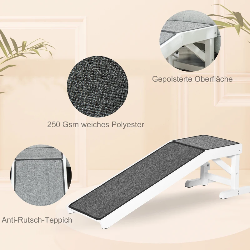 PawHut oprit voor huisdieren met antislip tapijt 125 cm x 40 cm x 35,5 cm
