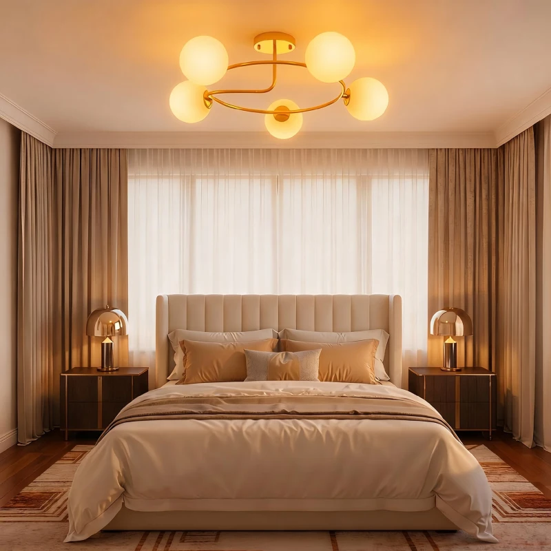 HOMCOM Deckenleuchte 20W Deckenlampe mit 5 G9-Fassungen, Eleganter Gold-Weiß-Look, Leuchtmittel nicht enthalten