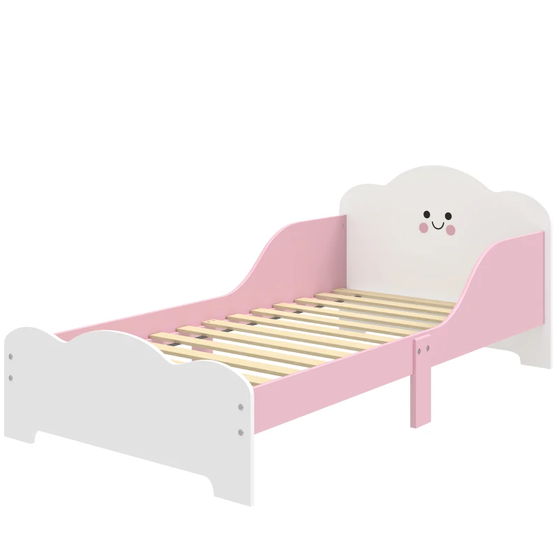 AIYAPLAY Letto Montessori per Bambini 3-6 Anni in Legno con Bordi Rialzati e Stampe Carine, per Cameretta, Rosa