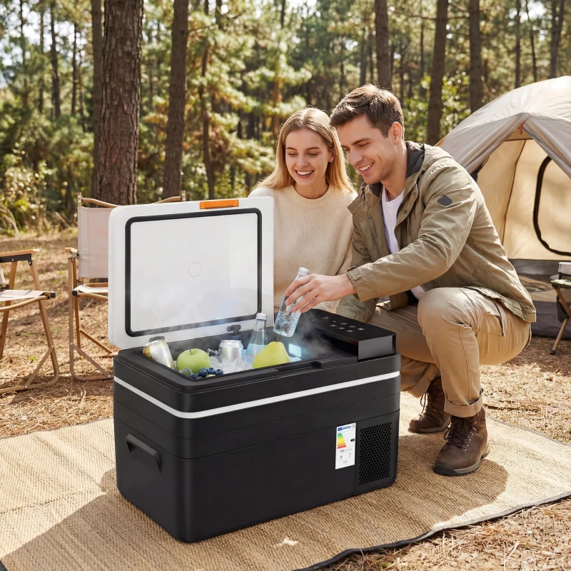 Outsunny Kompressor Kühlbox 30L -20℃-20℃ Elektrische Kühlbox mit APP-Steuerung LED-Leuchten USB Anschluss Batterieschutz