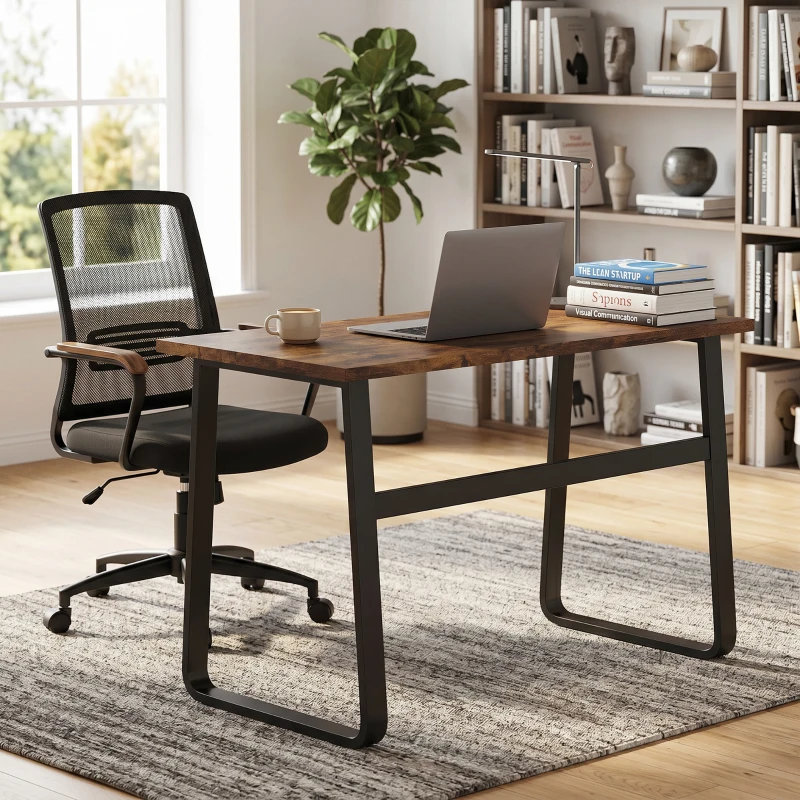 HOMCOM Industrial Writing Desk With Metal Legs, 100 x 58 x 74.5cm, Rustic Brown and Black