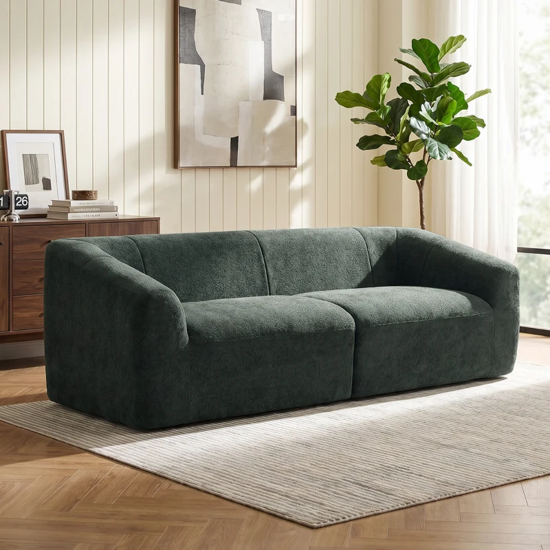 HOMCOM 3-Sitzer Sofa ohne Rahmen mit breiter Sitzfläche, dicker Polsterung, in Chenille, Dunkelgrün