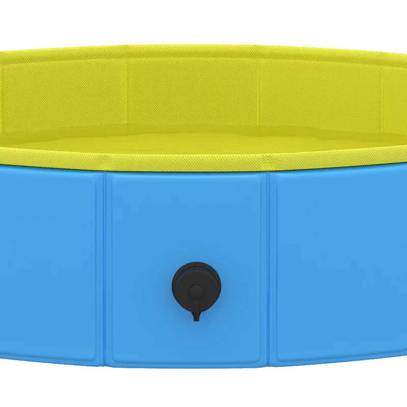 PawHut Foldable Dog Pool for Puppies and Ducks Dog Paddling Pool Bath Tub, Blue, 100 x 30 cm