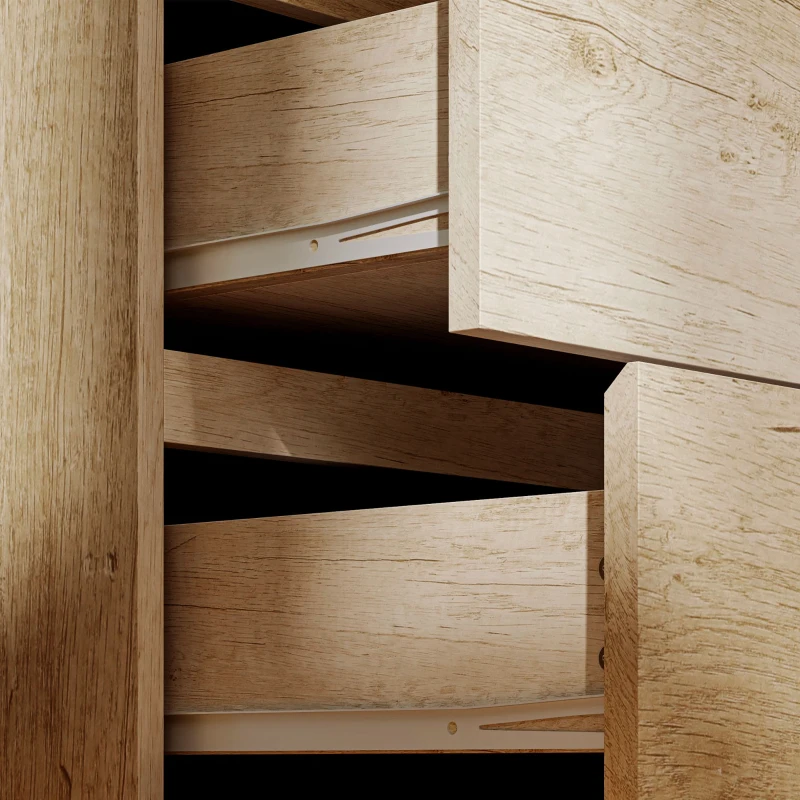 HOMCOM Cómoda 4 Cajones para Dormitorio Moderna Diseño sin Tiradores para Comedor Entrada 60x40x80 cm Madera Natural