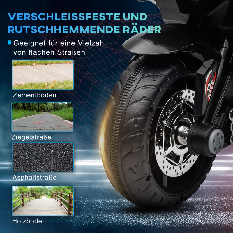 HOMCOM Elektrische kindermotorfiets, verlichting & geluiden, 3 km/u, oplaadbaar, kunststof & metaal, Blauw/Wit