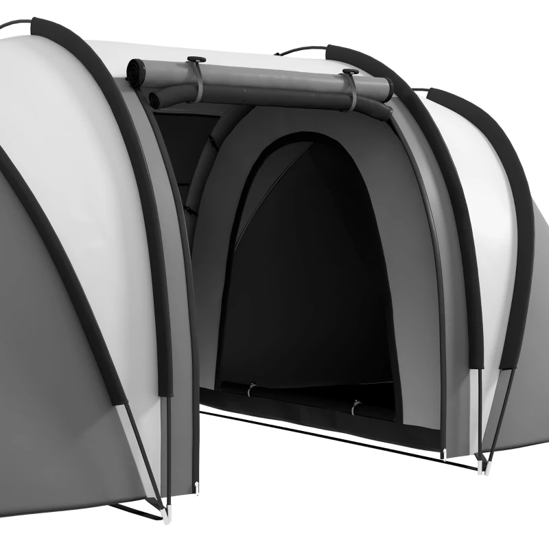 Outsunny Waterafstotende Kampeertent voor 4-5 Personen met 3 Kamers, Zijdeur, en Vensters in Grijs