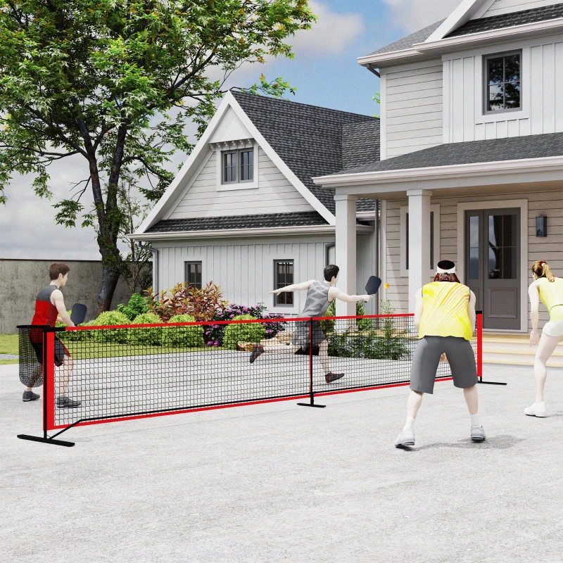 SPORTNOW Pickleball-Set mit Netz, Ständer, Bällen, Stahl, Kunststoff, Rot