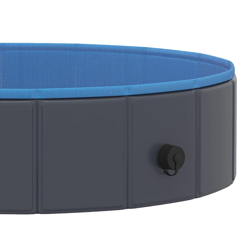 PawHut Foldable Dog Pool for Puppies and Ducks Dog Paddling Pool Bath Tub, Dark Grey, 80 x 20 cm