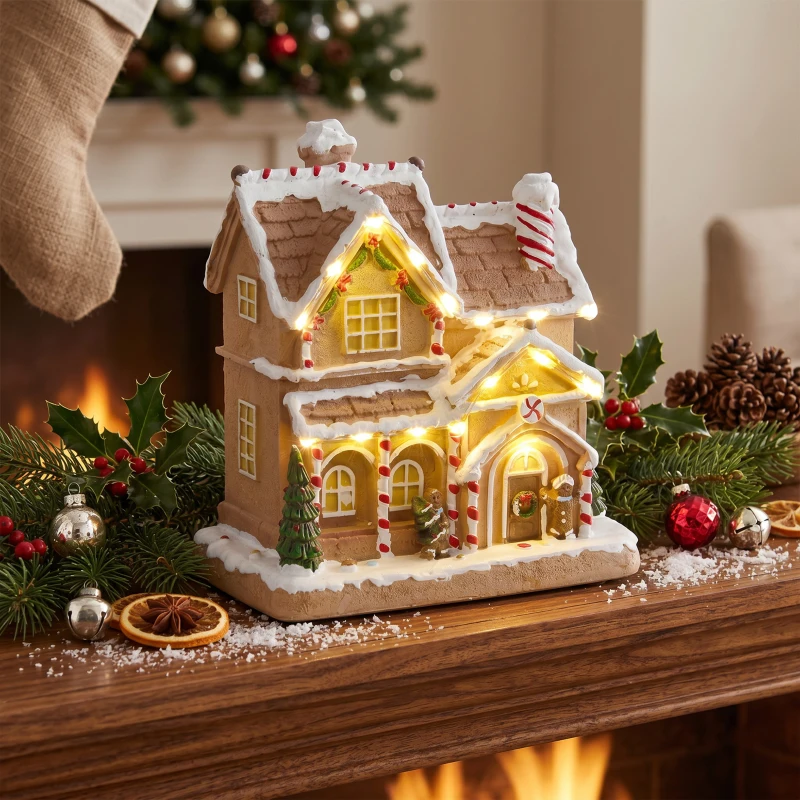 HOMCOM Gingerbread House Light & Music Christmas Decoration