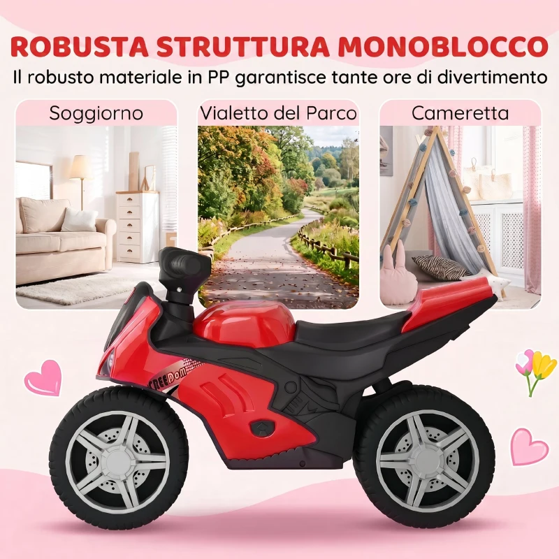 AIYAPLAY Balance Bike Senza Pedali con Musica per Bambini 18-36 Mesi, Rosso