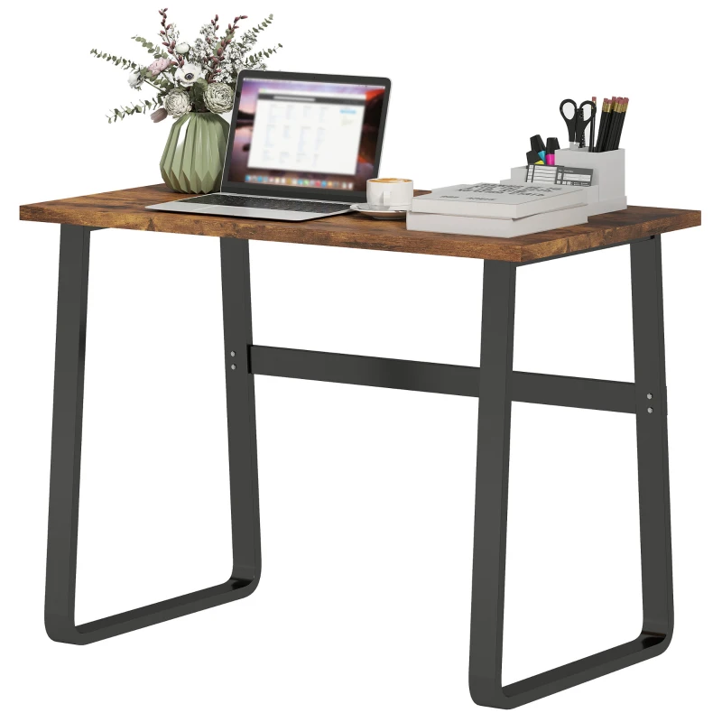 HOMCOM Industrial Writing Desk With Metal Legs, 100 x 58 x 74.5cm, Rustic Brown and Black