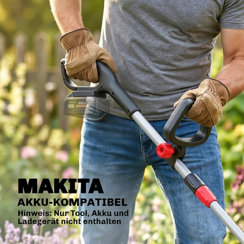 Outsunny Akku Rasentrimmer 2-in-1 Freischneider mit 30 cm Schnittbreite Verstellbar Griff neigbar Motorkopf für Garten Hof Silber
