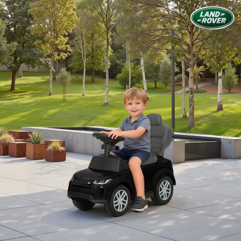AIYAPLAY Carro Andador 2 em 1 para Crianças Land Rover Discovery com Buzina Pega de Empurrar e Barra Removíveis 84x40x94,5 cm Preto