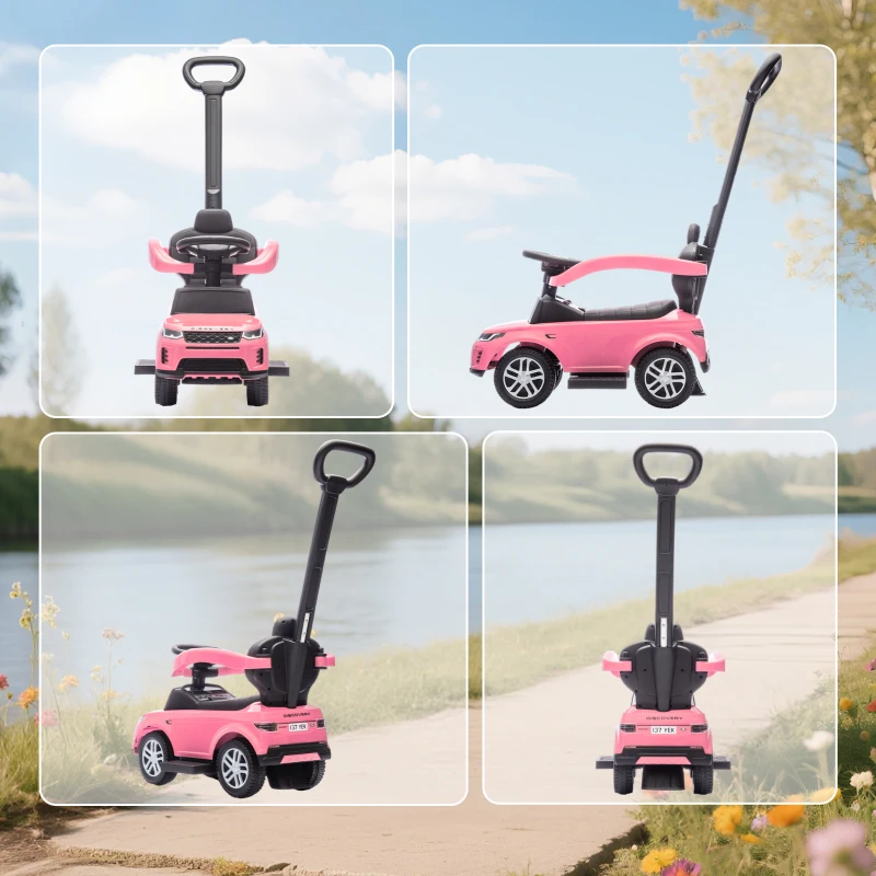 AIYAPLAY Land Rover Discovery Licensed Baby Push Car, 2-in-1 Ride on Car with Push Handle and Safety Guardrail, Pink