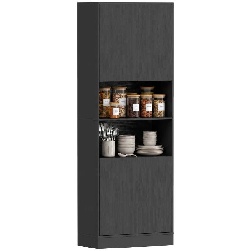 HOMCOM Vorratsschrank 170cm, Behälter mit verstellbarem Einlegeboden, Schwarze Holzoptik