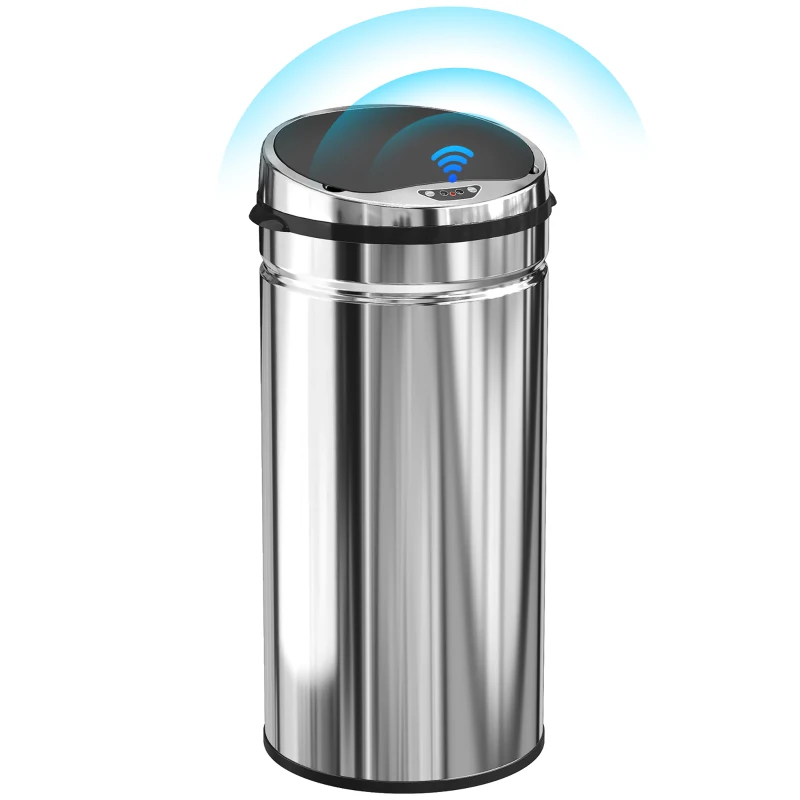 HOMCOM 42 L Sensor Mülleimer, Automatischer Abfalleimer, Rostfreier Kücheneimer mit Infrarotsensor, für Küche, Esszimmer