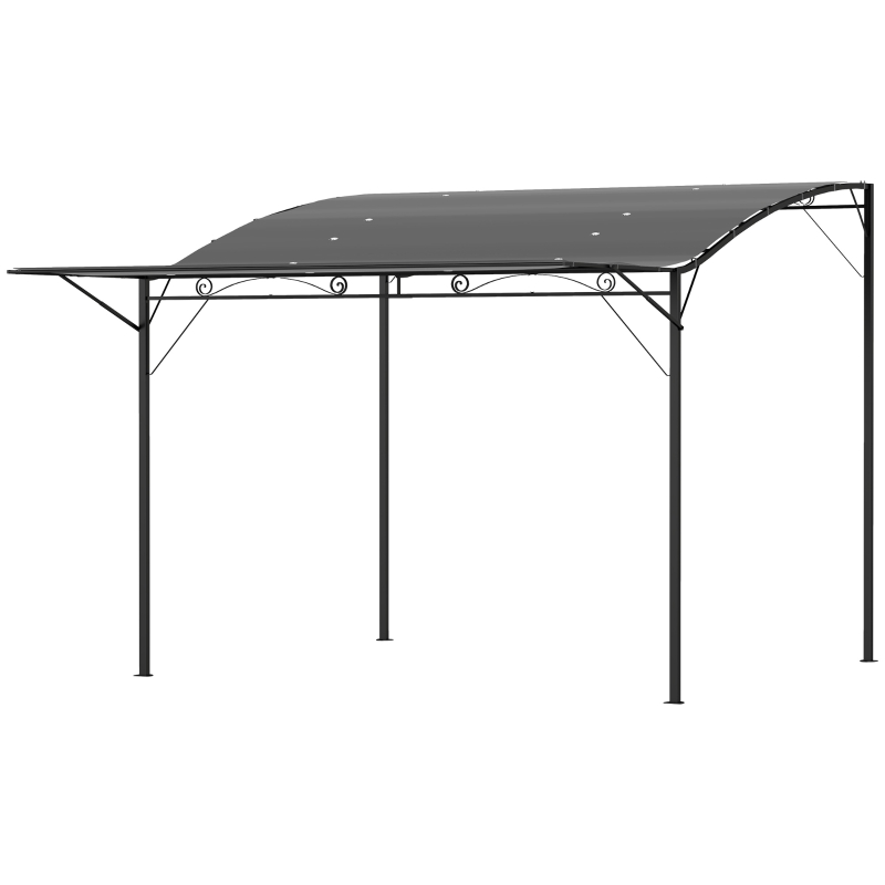Outsunny Pavillon mit klappbarer Dacherweiterung wetterfest 3 x 2,5 m Dunkelgrau