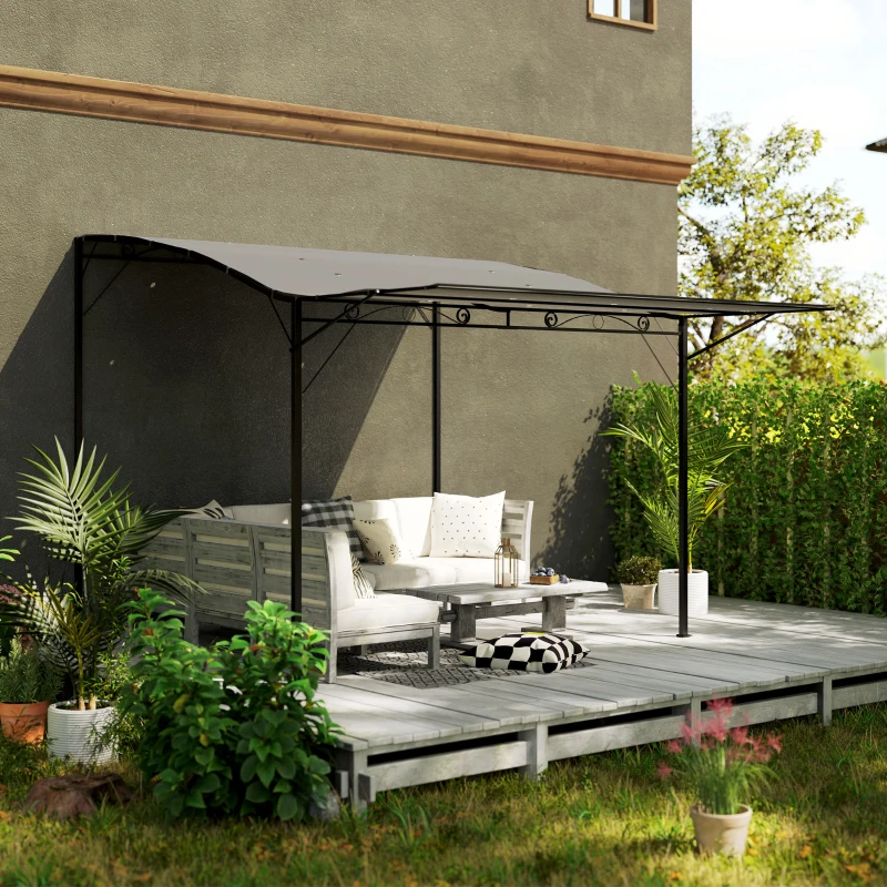 Outsunny Pavillon mit klappbarer Dacherweiterung wetterfest 3 x 2,5 m Dunkelgrau