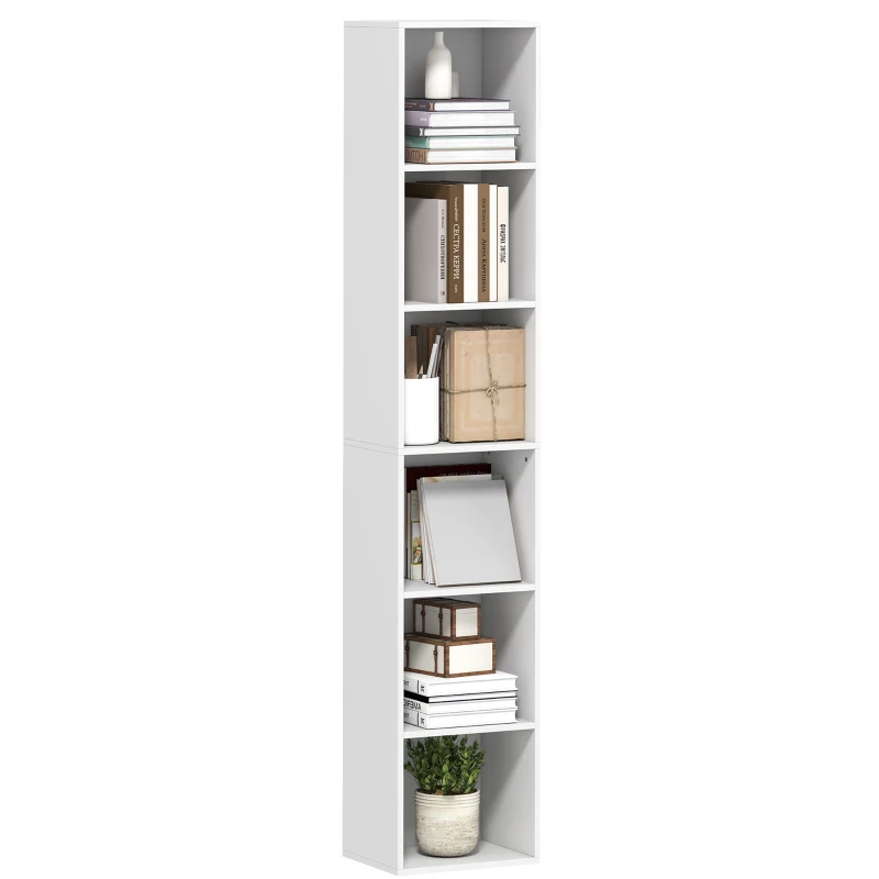 HOMCOM Bücherregal mit 6 Ablagen, freistehendes Regal für Wohnzimmer