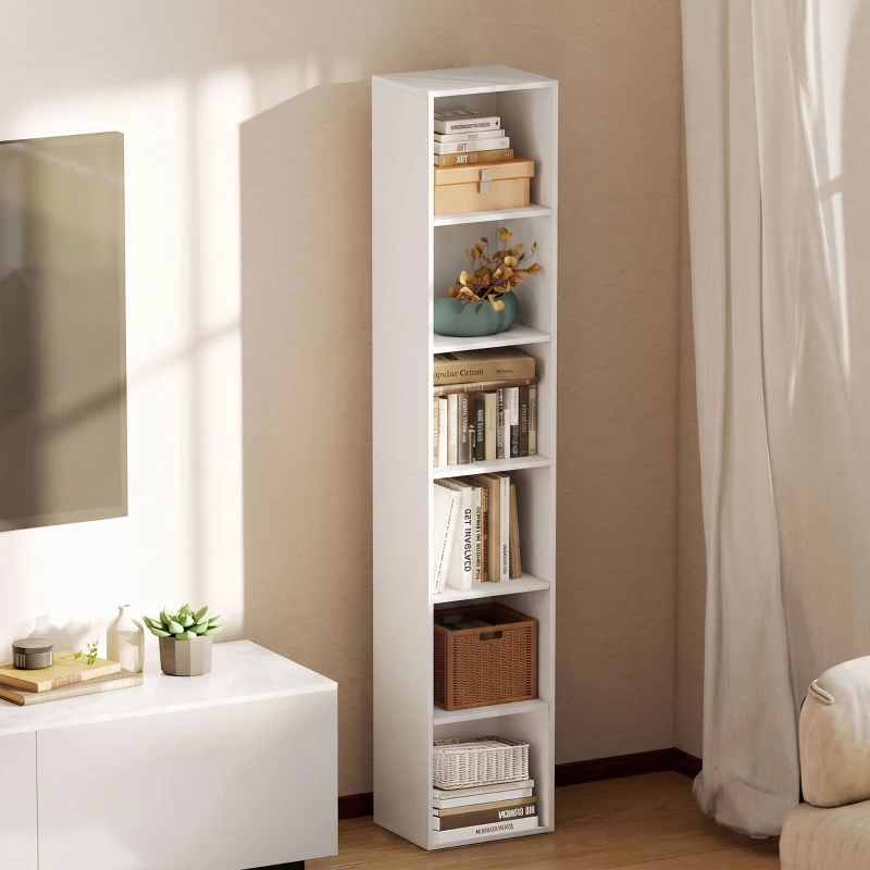 HOMCOM Bücherregal mit 6 Ablagen, freistehendes Regal für Wohnzimmer