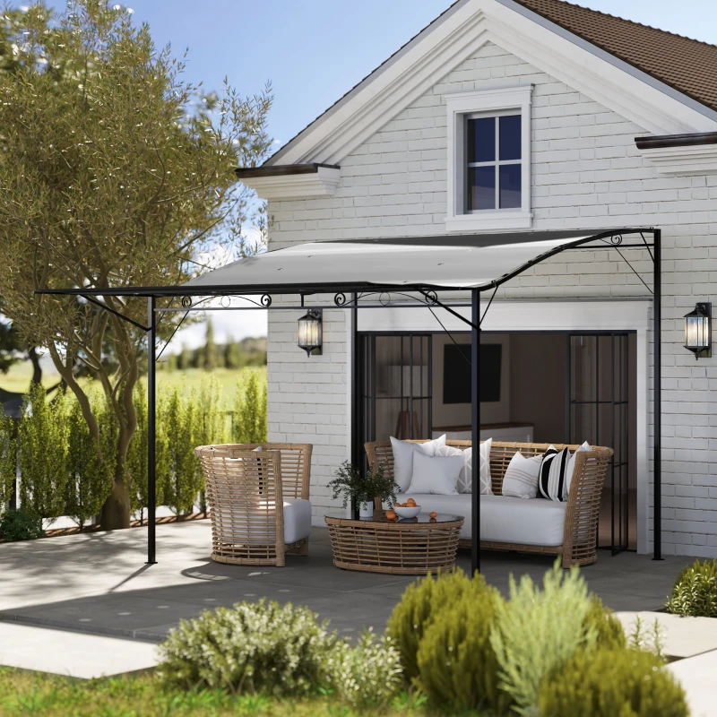 Outsunny Pavillon mit klappbarer Dacherweiterung wetterfest 3 x 2,5 m Dunkelgrau