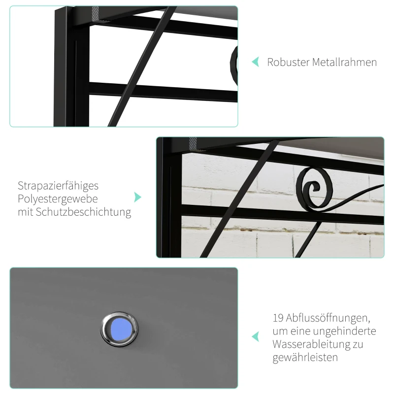 Outsunny Pavillon mit klappbarer Dacherweiterung wetterfest 3 x 2,5 m Dunkelgrau