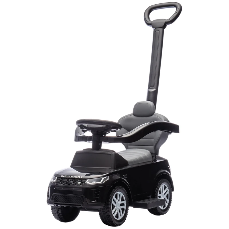 AIYAPLAY Carro Andador 2 em 1 para Crianças Land Rover Discovery com Buzina Pega de Empurrar e Barra Removíveis 84x40x94,5 cm Preto