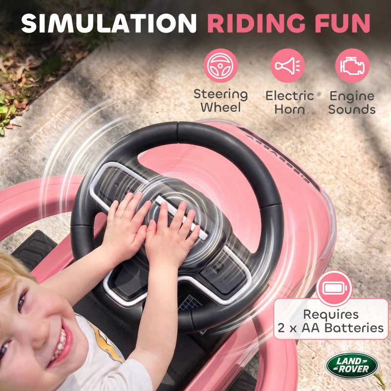 AIYAPLAY Land Rover Discovery Licensed Baby Push Car, 2-in-1 Ride on Car with Push Handle and Safety Guardrail, Pink