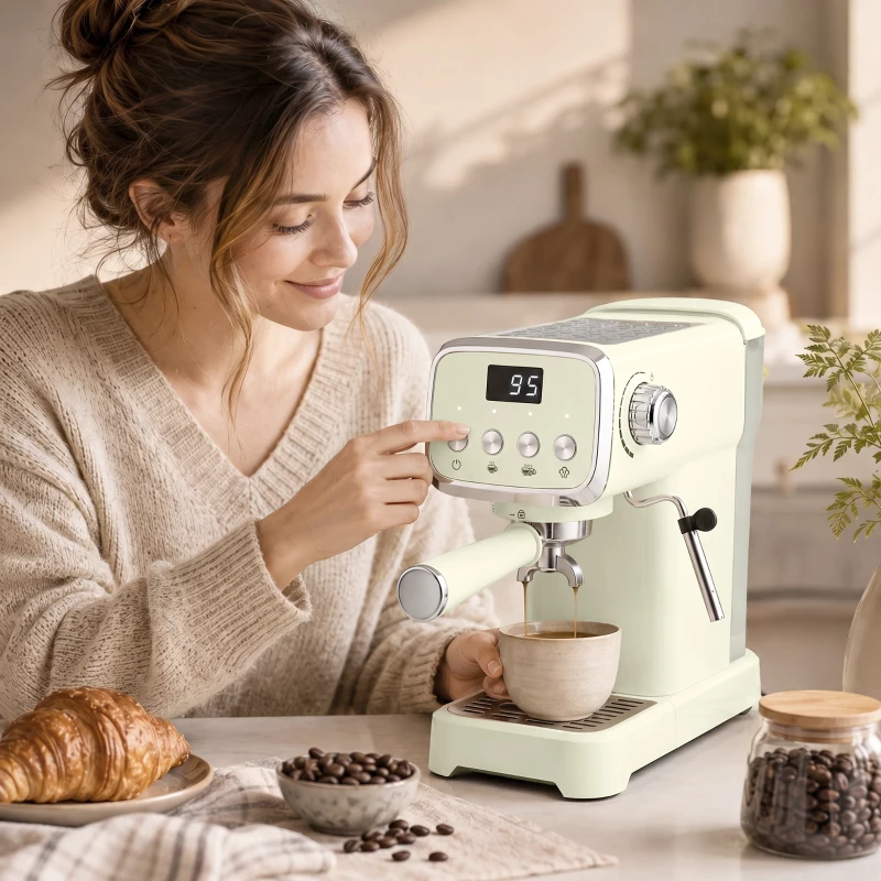 HOMCOM Piston-espressomachine 20 Bar met melkopschuimer en 1,2L afneembare watertank voor Espresso