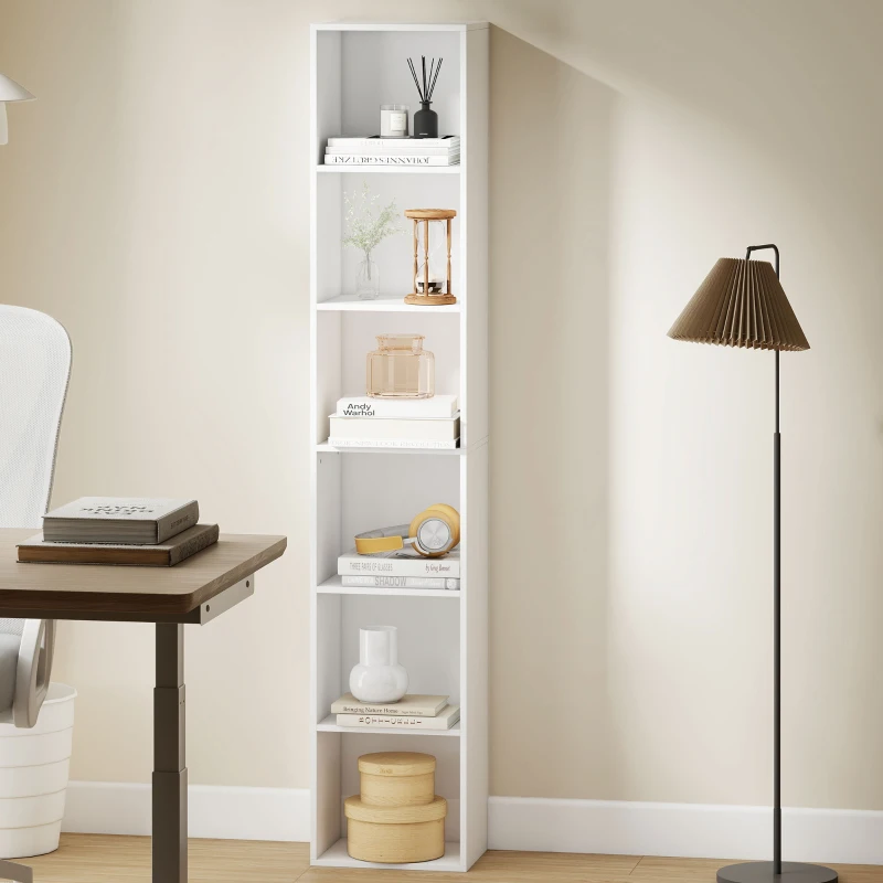 HOMCOM Bücherregal mit 6 Ablagen, freistehendes Regal für Wohnzimmer