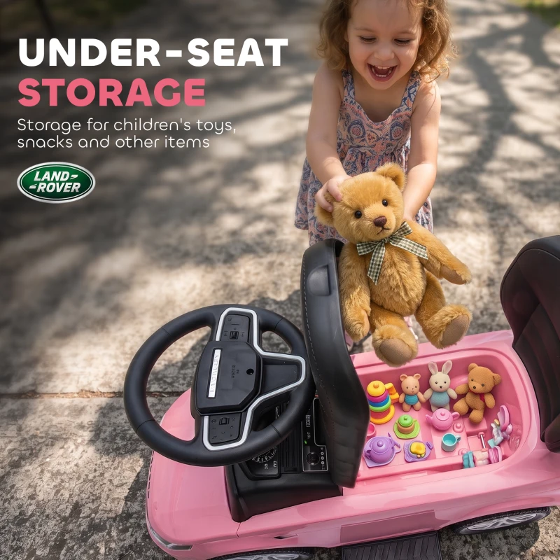 AIYAPLAY Land Rover Discovery Licensed Baby Push Car, 2-in-1 Ride on Car with Push Handle and Safety Guardrail, Pink