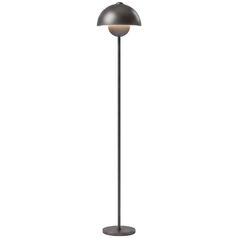 HOMCOM Lampada da terra con paralume rotondo e interruttore a pedale, grigio