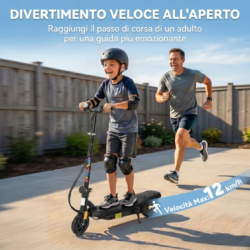 HOMCOM Monopattino elettrico 120 W pieghevole per bambini 7-14 anni 12 Km/h max. autonomia 10 Km max. nero